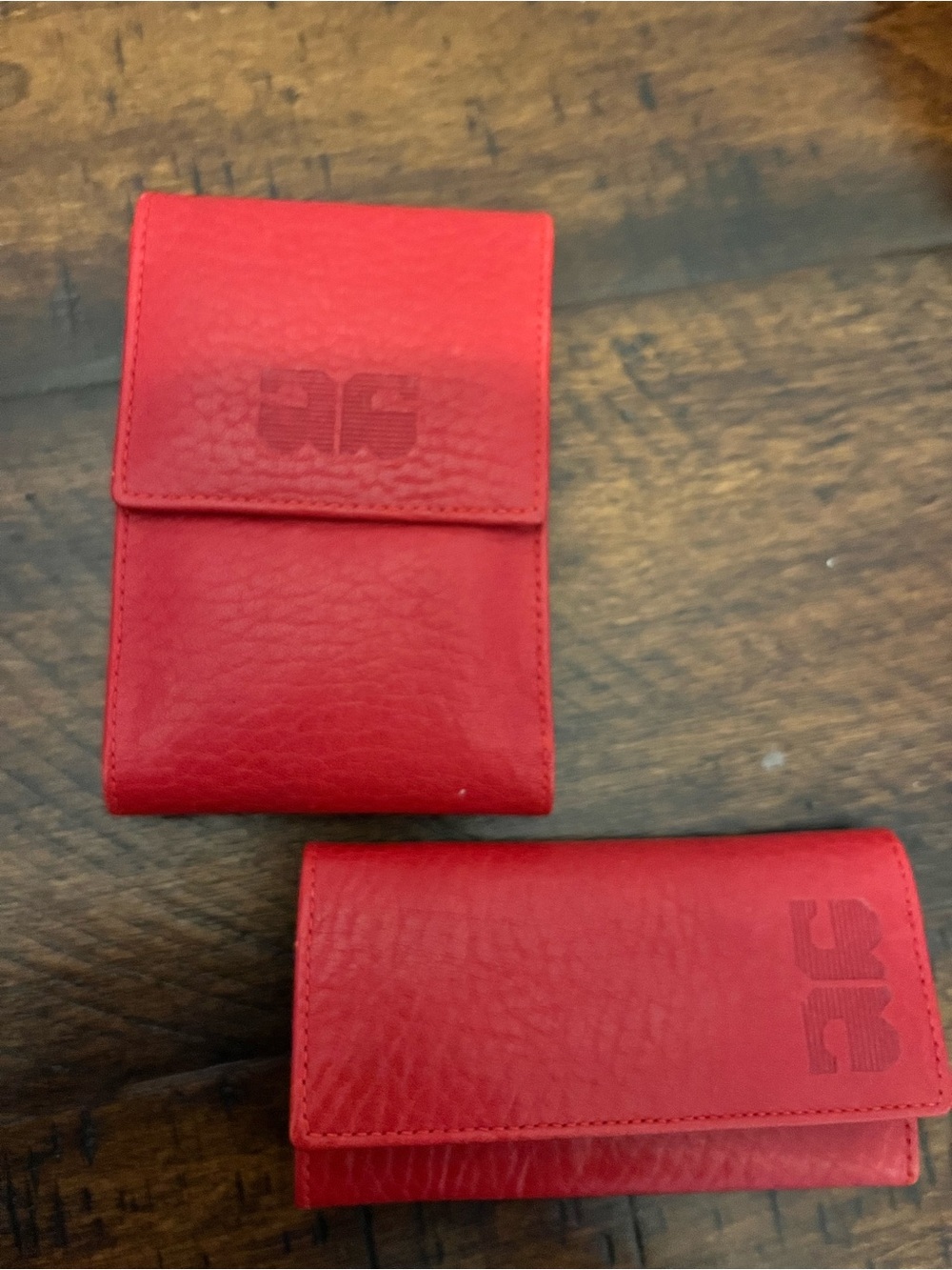 Armani Exchange Red Leather Wallet Phone Case Set